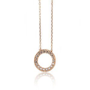 Necklace Pedant Sterling Silver 925 Rose Gold Plated CZ Circular